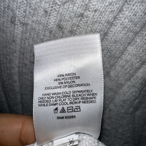 Express Women's Long Sleeve Sweater Button Front Collar Ribbed Light Grey Large - Picture 15 of 15